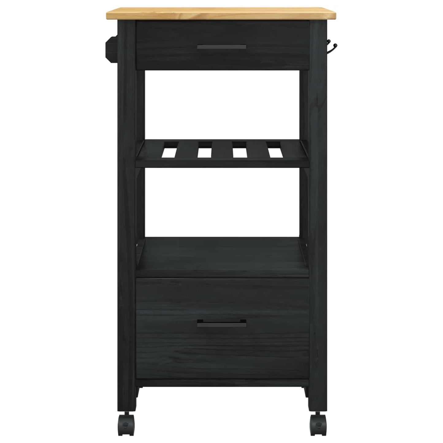 Kitchen Trolley MONZA Black 48 x 40 x 88.5 cm Solid Pine Wood