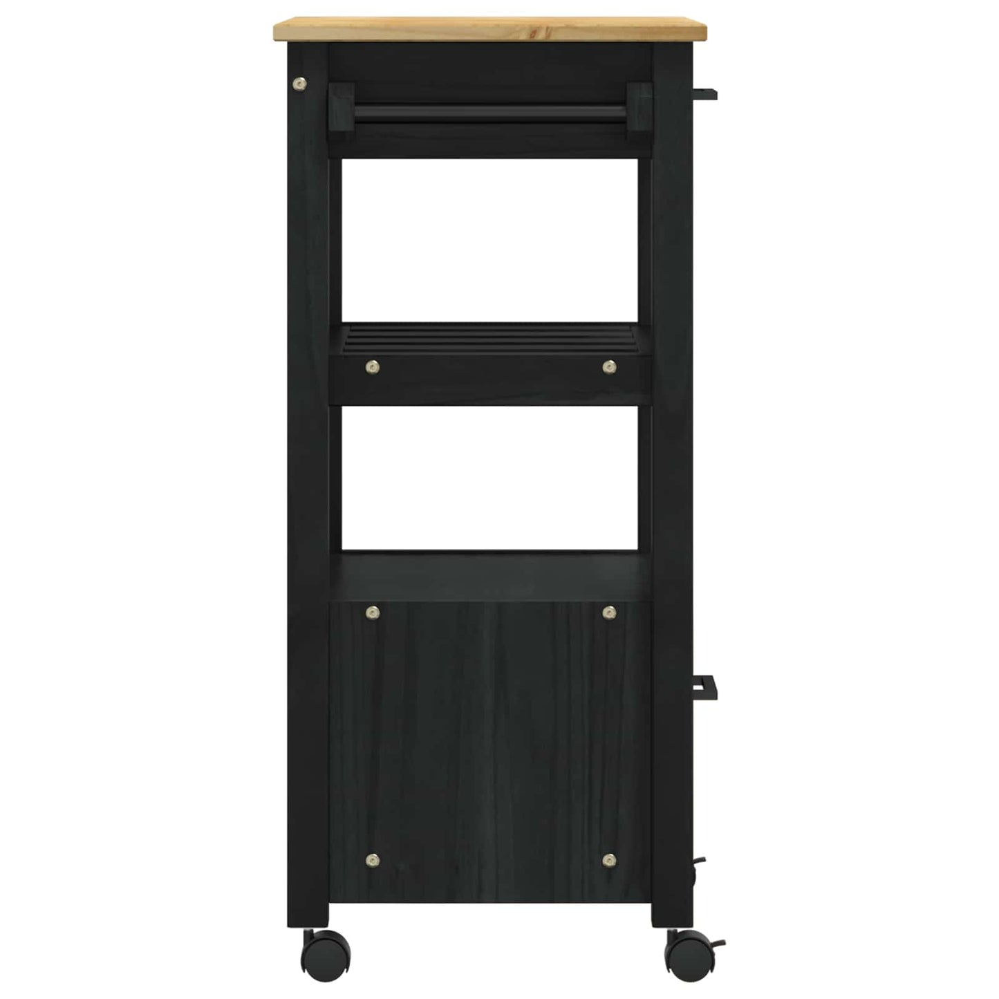 Kitchen Trolley MONZA Black 48 x 40 x 88.5 cm Solid Pine Wood