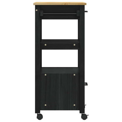 Kitchen Trolley MONZA Black 48 x 40 x 88.5 cm Solid Pine Wood