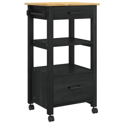 Kitchen Trolley MONZA Black 48 x 40 x 88.5 cm Solid Pine Wood