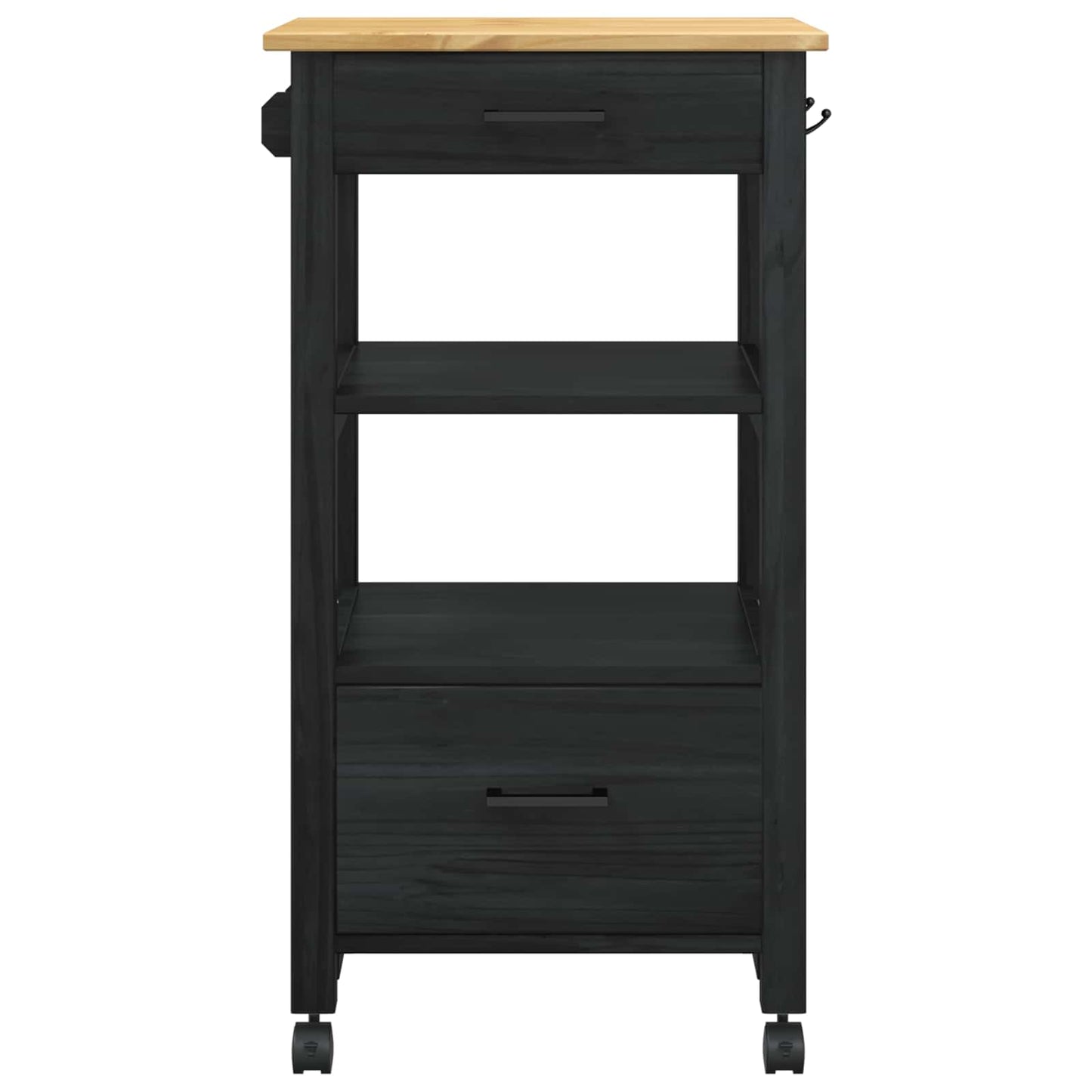 Kitchen Trolley MONZA Black 48 x 40 x 88.5 cm Solid Pine Wood
