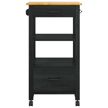 Kitchen Trolley MONZA Black 48 x 40 x 88.5 cm Solid Pine Wood