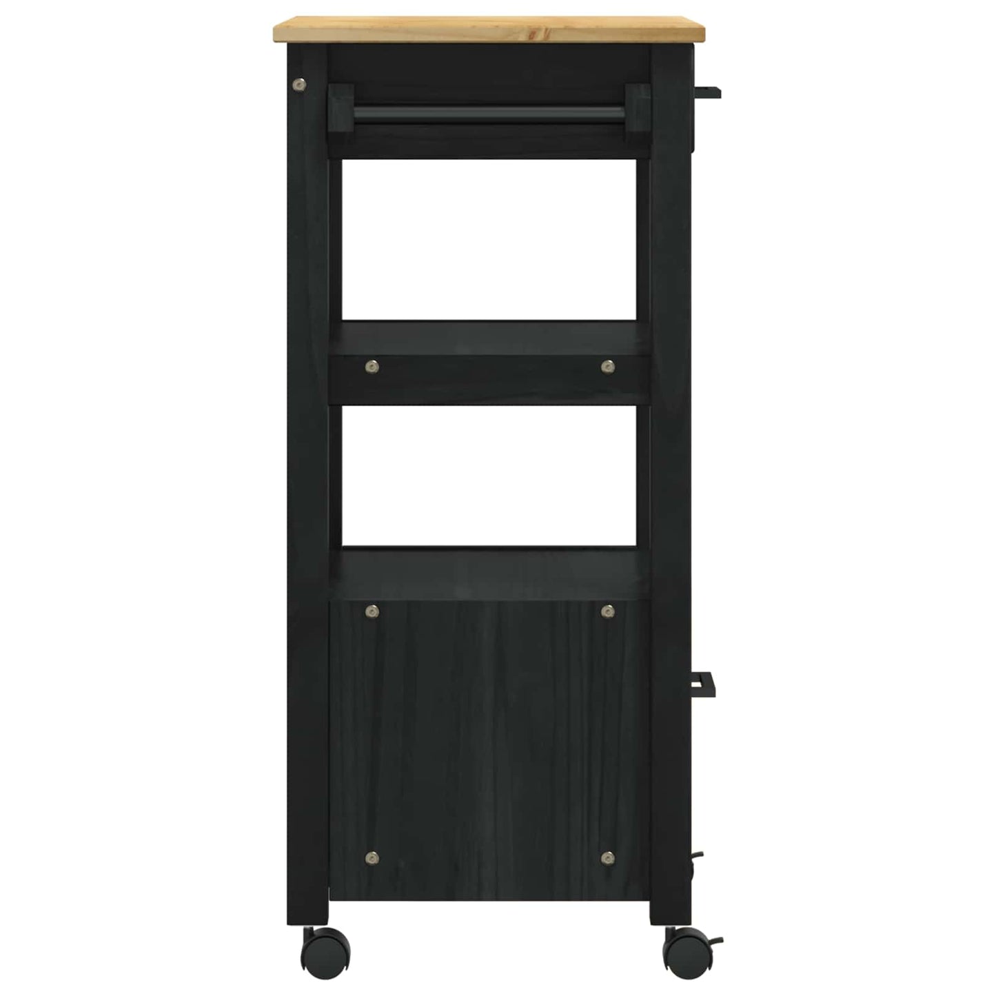 Kitchen Trolley MONZA Black 48 x 40 x 88.5 cm Solid Pine Wood