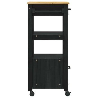 Kitchen Trolley MONZA Black 48 x 40 x 88.5 cm Solid Pine Wood