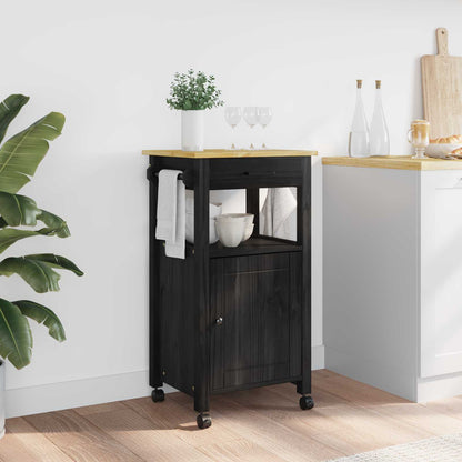 Kitchen Trolley MONZA Black 48 x 40 x 88.5 cm Solid Pine Wood
