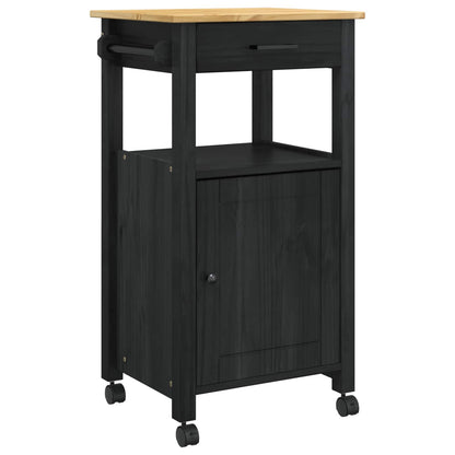 Kitchen Trolley MONZA Black 48 x 40 x 88.5 cm Solid Pine Wood
