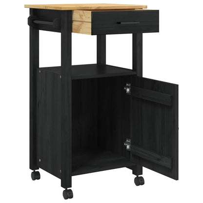 Kitchen Trolley MONZA Black 48 x 40 x 88.5 cm Solid Pine Wood