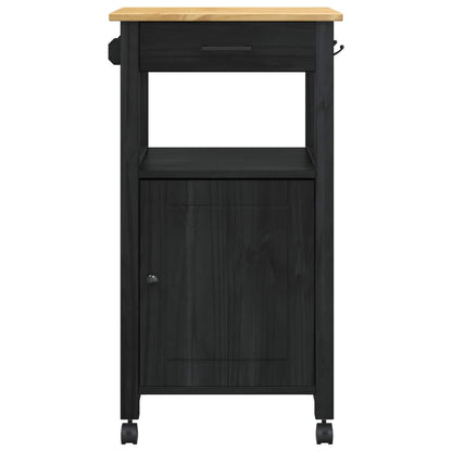Kitchen Trolley MONZA Black 48 x 40 x 88.5 cm Solid Pine Wood