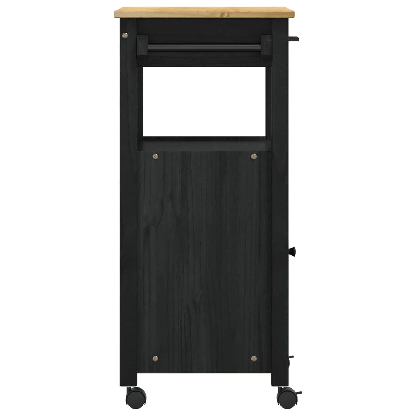Kitchen Trolley MONZA Black 48 x 40 x 88.5 cm Solid Pine Wood