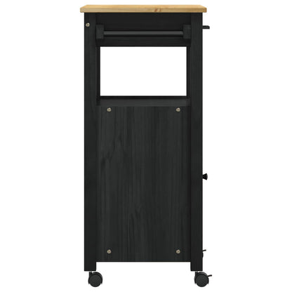 Kitchen Trolley MONZA Black 48 x 40 x 88.5 cm Solid Pine Wood