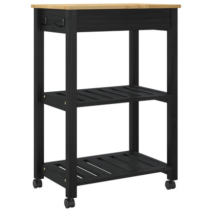 Kitchen Trolley MONZA Black 60 x 40 x 88.5 cm Solid Pine Wood