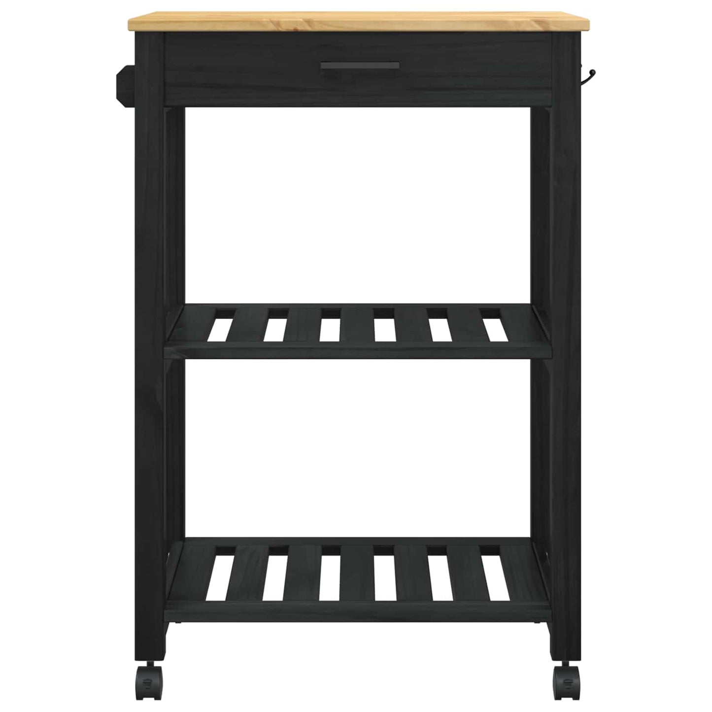 Kitchen Trolley MONZA Black 60 x 40 x 88.5 cm Solid Pine Wood