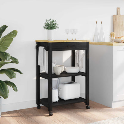 Kitchen Trolley MONZA Black 60 x 40 x 88.5 cm Solid Pine Wood