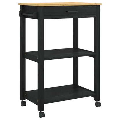 Kitchen Trolley MONZA Black 60 x 40 x 88.5 cm Solid Pine Wood