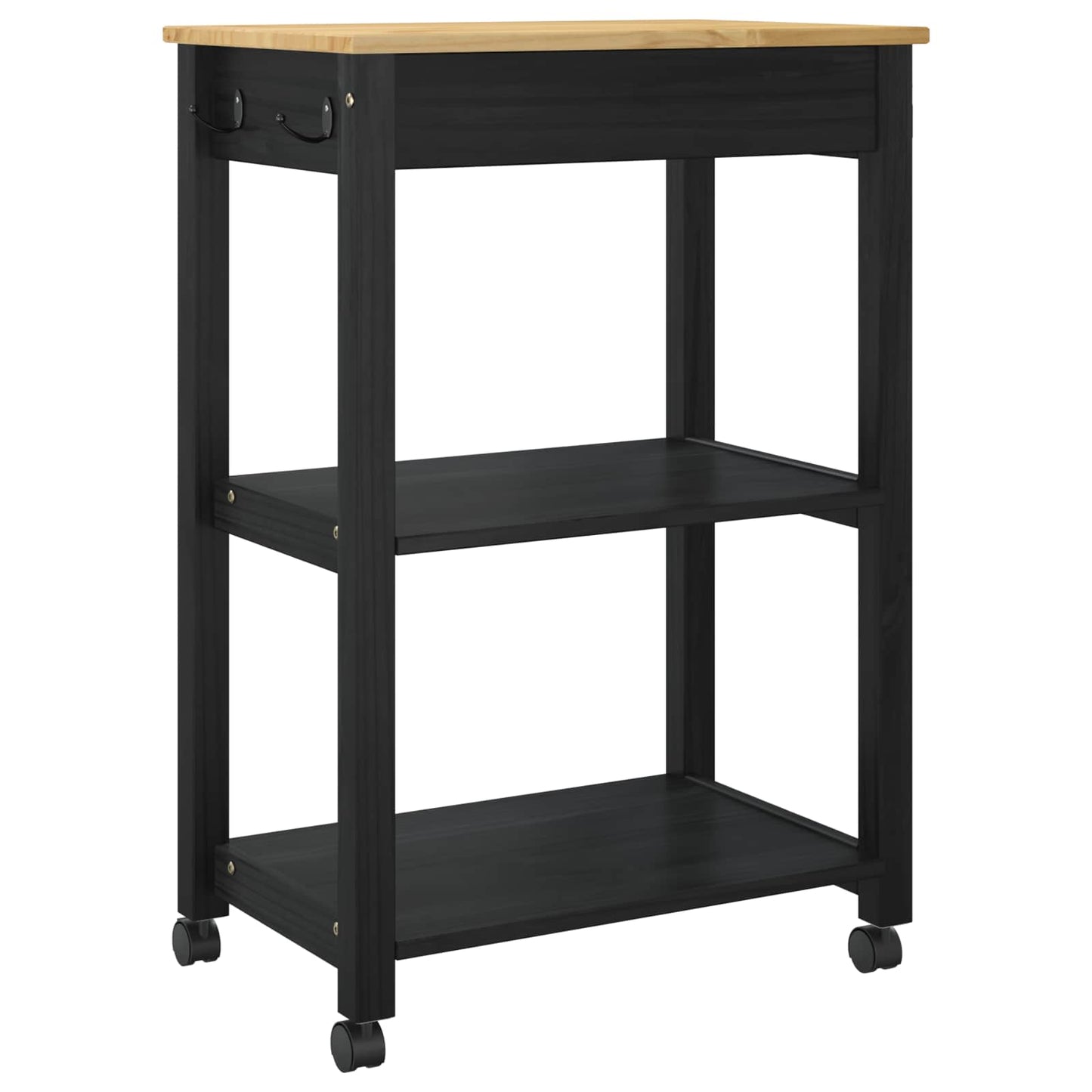 Kitchen Trolley MONZA Black 60 x 40 x 88.5 cm Solid Pine Wood