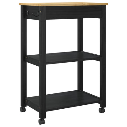 Kitchen Trolley MONZA Black 60 x 40 x 88.5 cm Solid Pine Wood