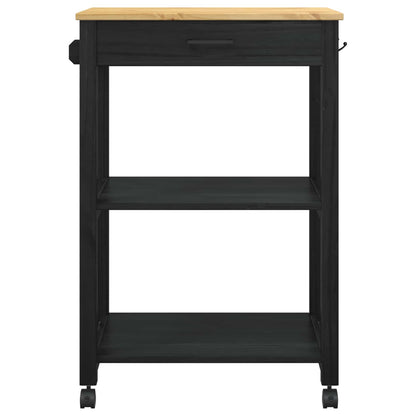 Kitchen Trolley MONZA Black 60 x 40 x 88.5 cm Solid Pine Wood