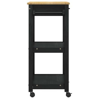 Kitchen Trolley MONZA Black 60 x 40 x 88.5 cm Solid Pine Wood