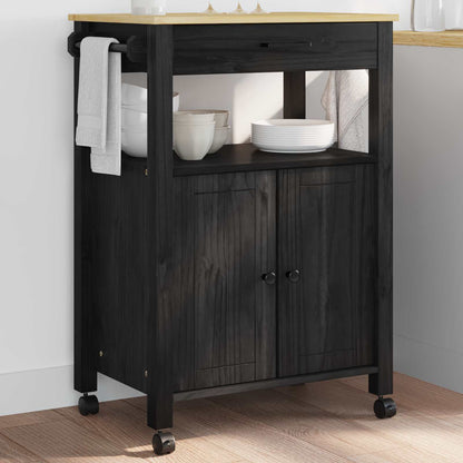 Kitchen Trolley MONZA Black 60 x 40 x 88.5 cm Solid Pine Wood