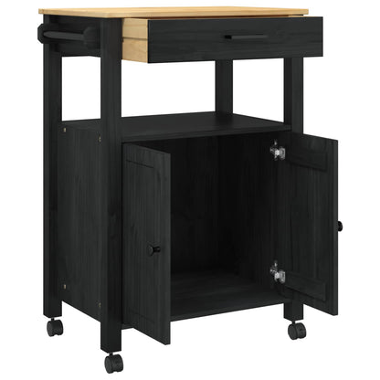 Kitchen Trolley MONZA Black 60 x 40 x 88.5 cm Solid Pine Wood