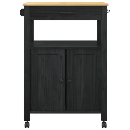 Kitchen Trolley MONZA Black 60 x 40 x 88.5 cm Solid Pine Wood