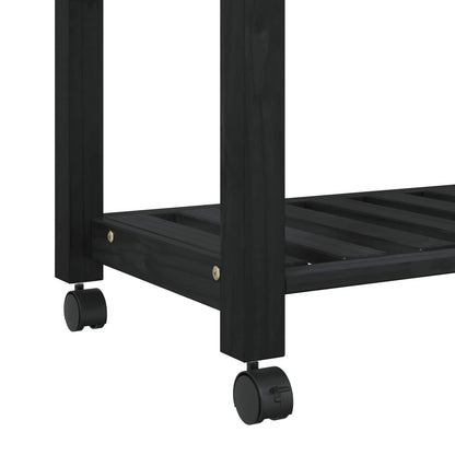 Kitchen Trolley MONZA Black 84 x 40 x 88.5 cm Solid Pine Wood