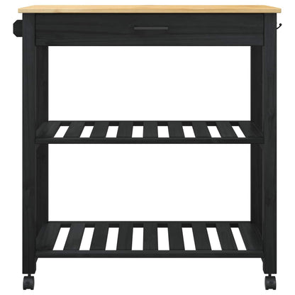 Kitchen Trolley MONZA Black 84 x 40 x 88.5 cm Solid Pine Wood
