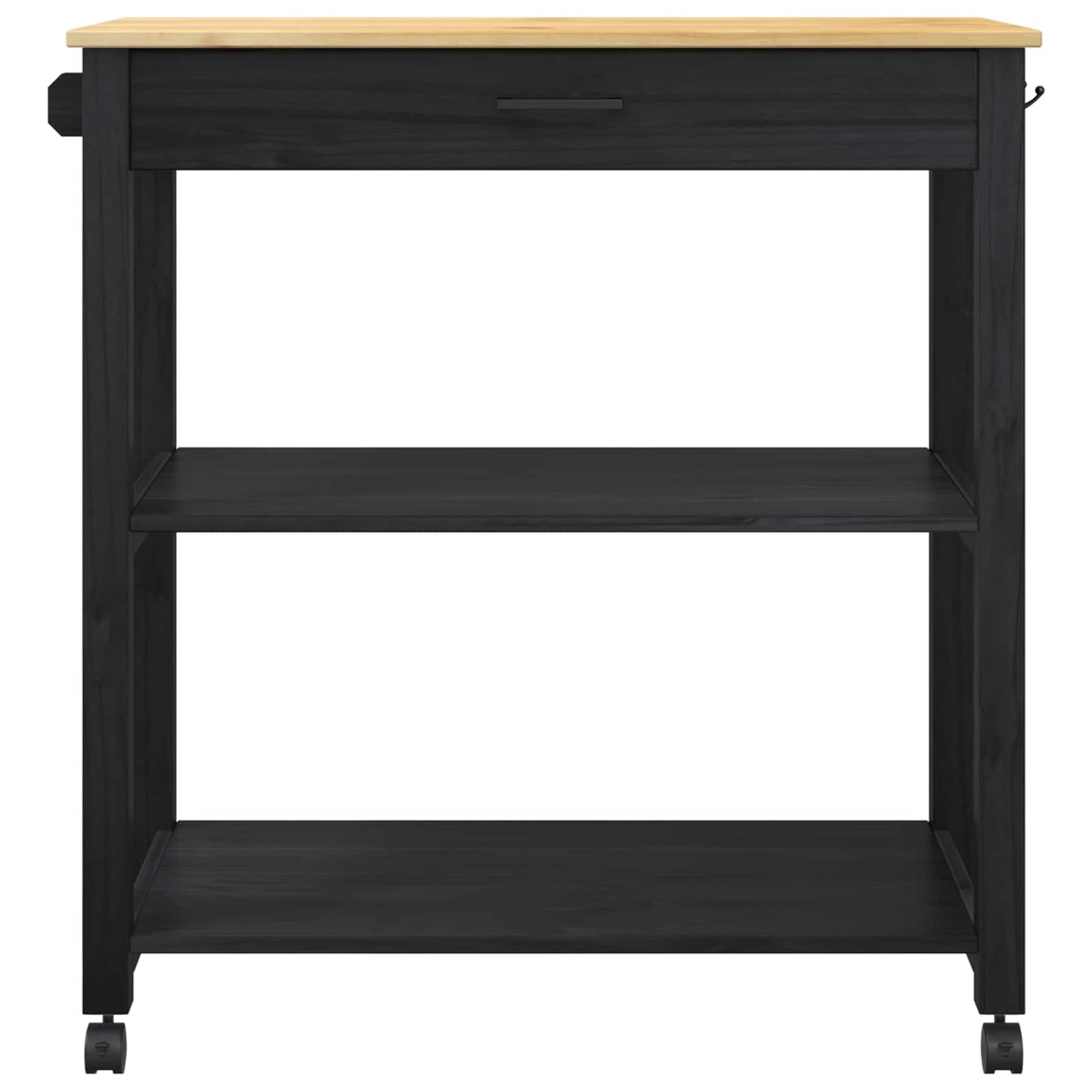 Kitchen Trolley MONZA Black 84 x 40 x 88.5 cm Solid Pine Wood