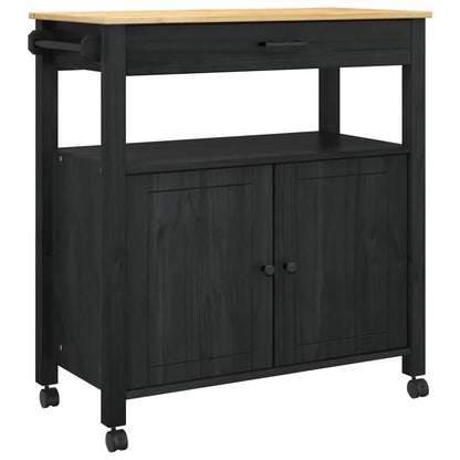 Kitchen Trolley MONZA Black 84 x 40 x 88.5 cm Solid Pine Wood