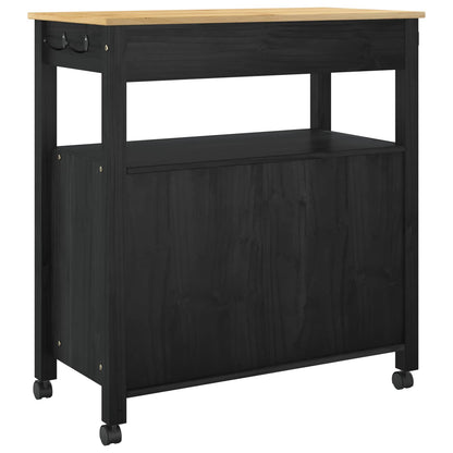 Kitchen Trolley MONZA Black 84 x 40 x 88.5 cm Solid Pine Wood