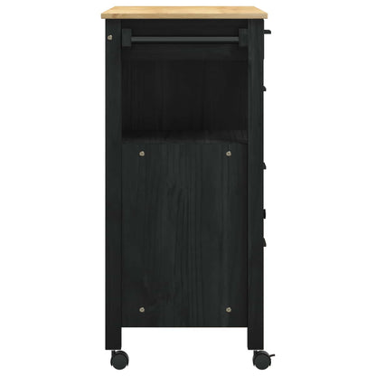 Kitchen Trolley MONZA Black 84 x 40 x 88.5 cm Solid Pine Wood
