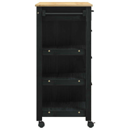 Kitchen Trolley MONZA Black 84 x 40 x 88.5 cm Solid Pine Wood