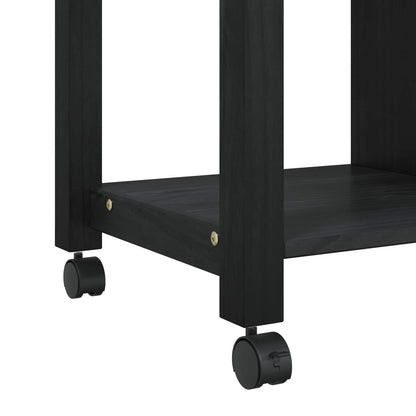 Kitchen Trolley MONZA Black 84 x 40 x 88.5 cm Solid Pine Wood
