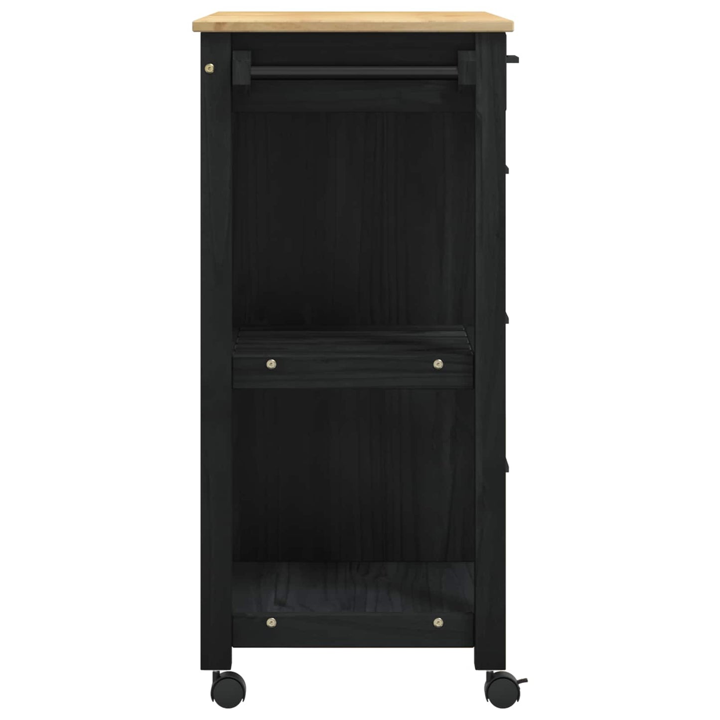 Kitchen Trolley MONZA Black 84 x 40 x 88.5 cm Solid Pine Wood