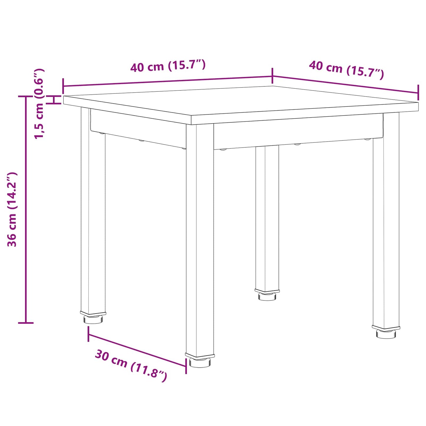 Coffee Table White 40 x 40 x 36 cm Solid Pine Wood