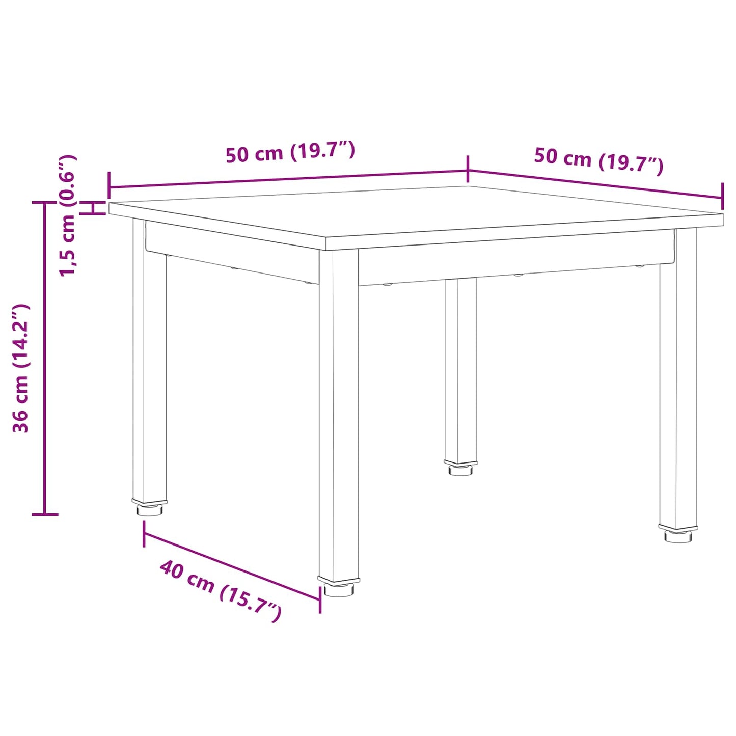 Coffee Table White 50 x 50 x 36 cm Solid Pine Wood