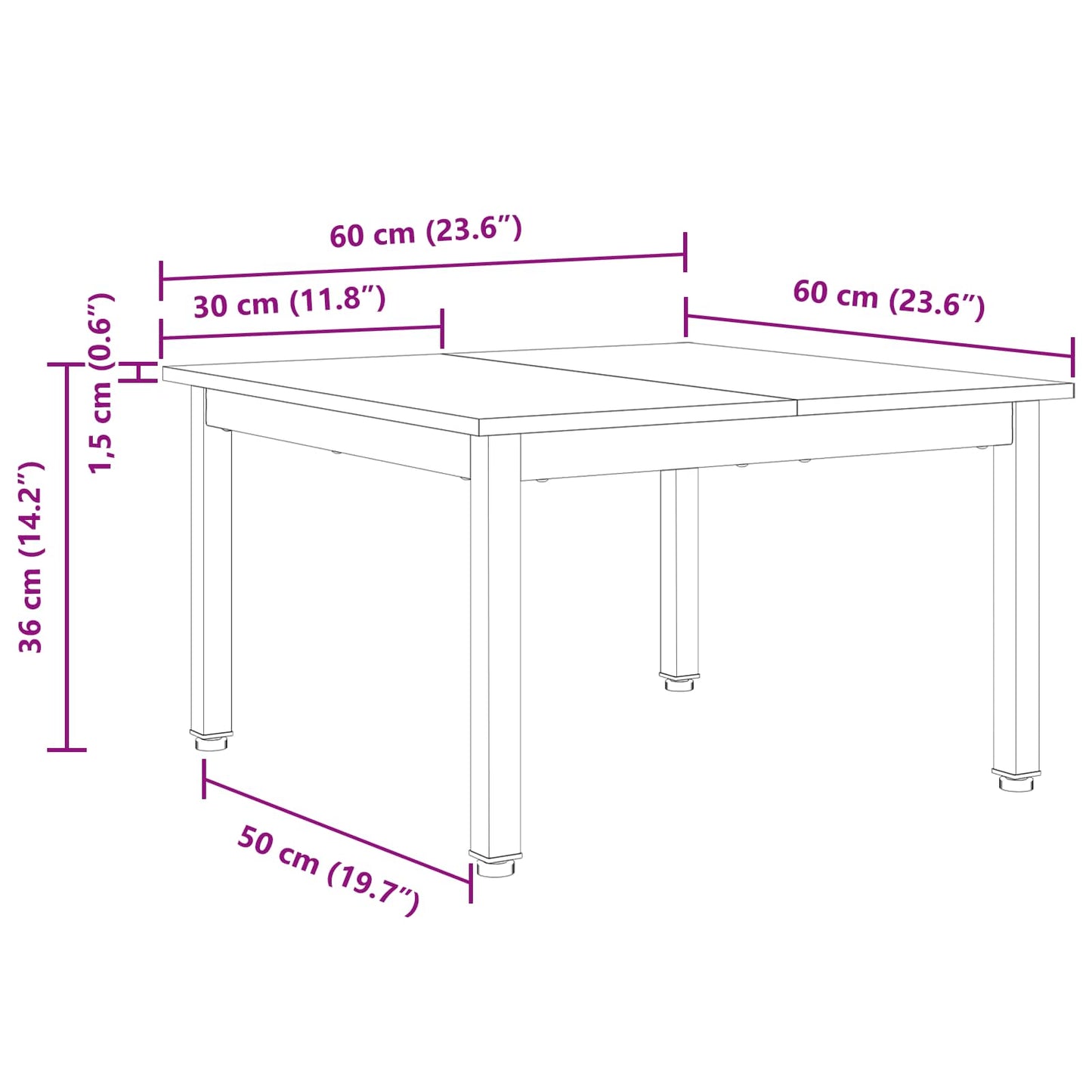 Coffee Table White 60 x 60 x 36 cm Solid Pine Wood