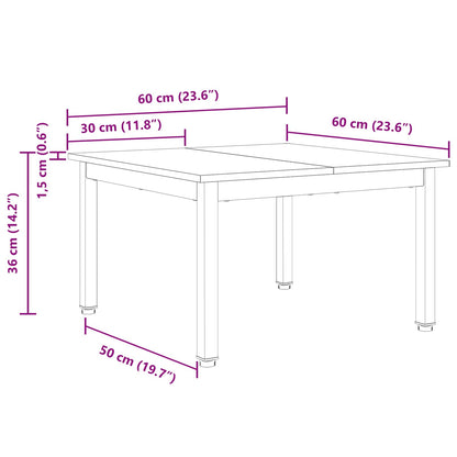 Coffee Table White 60 x 60 x 36 cm Solid Pine Wood