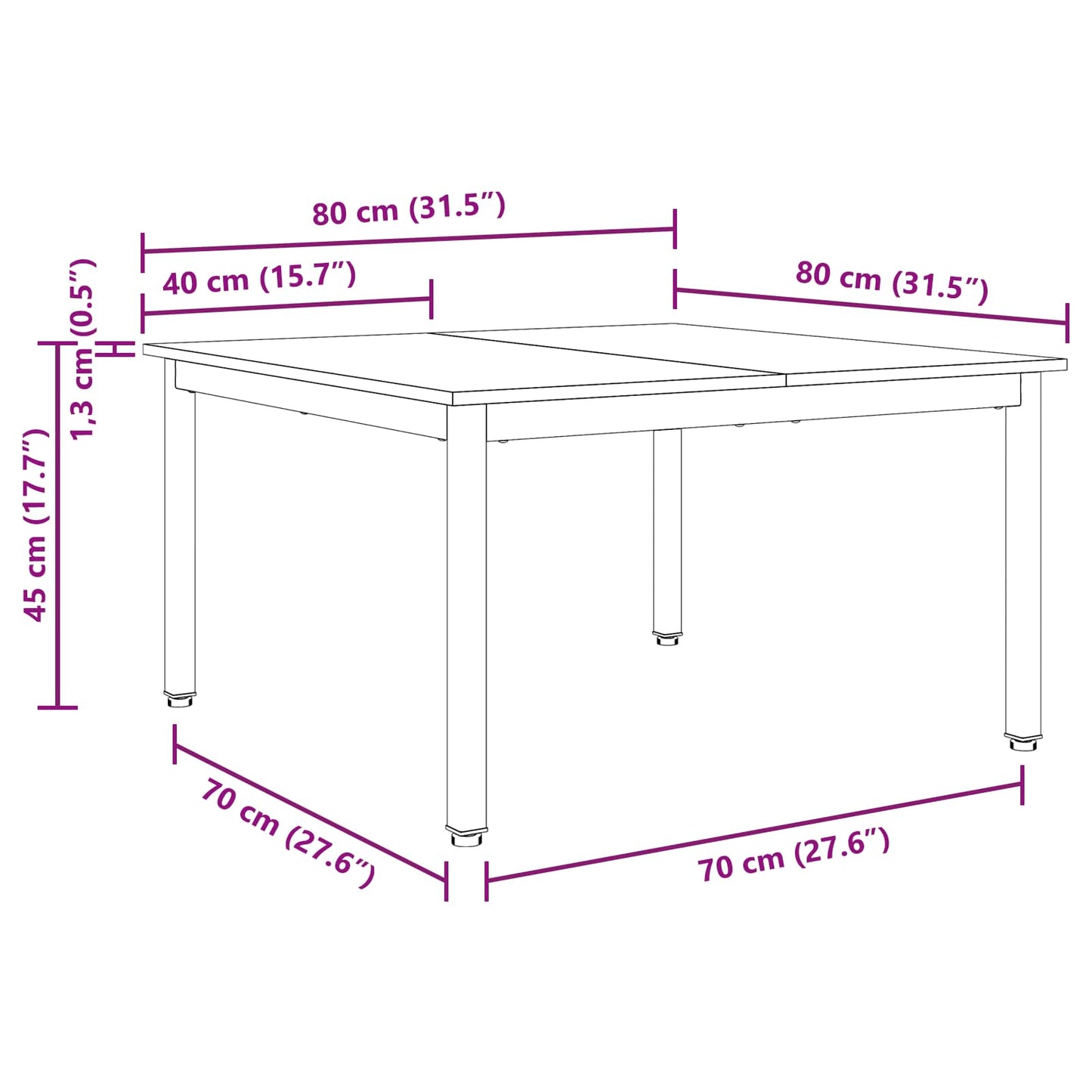 Coffee Table White 80 x 80 x 45 cm Solid Pine Wood