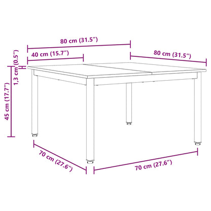 Coffee Table White 80 x 80 x 45 cm Solid Pine Wood