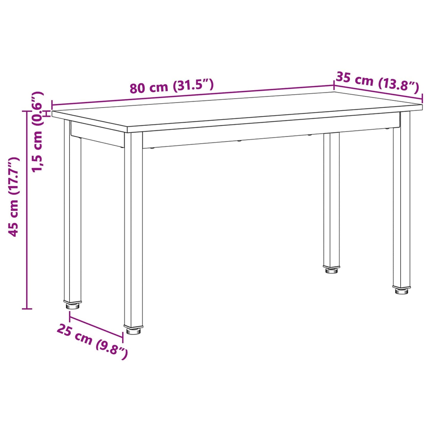 Bench White 80 x 35 x 45 cm Solid Pine Wood
