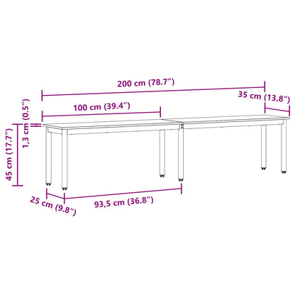 Bench White 200 x 35 x 45 cm Solid Pine Wood