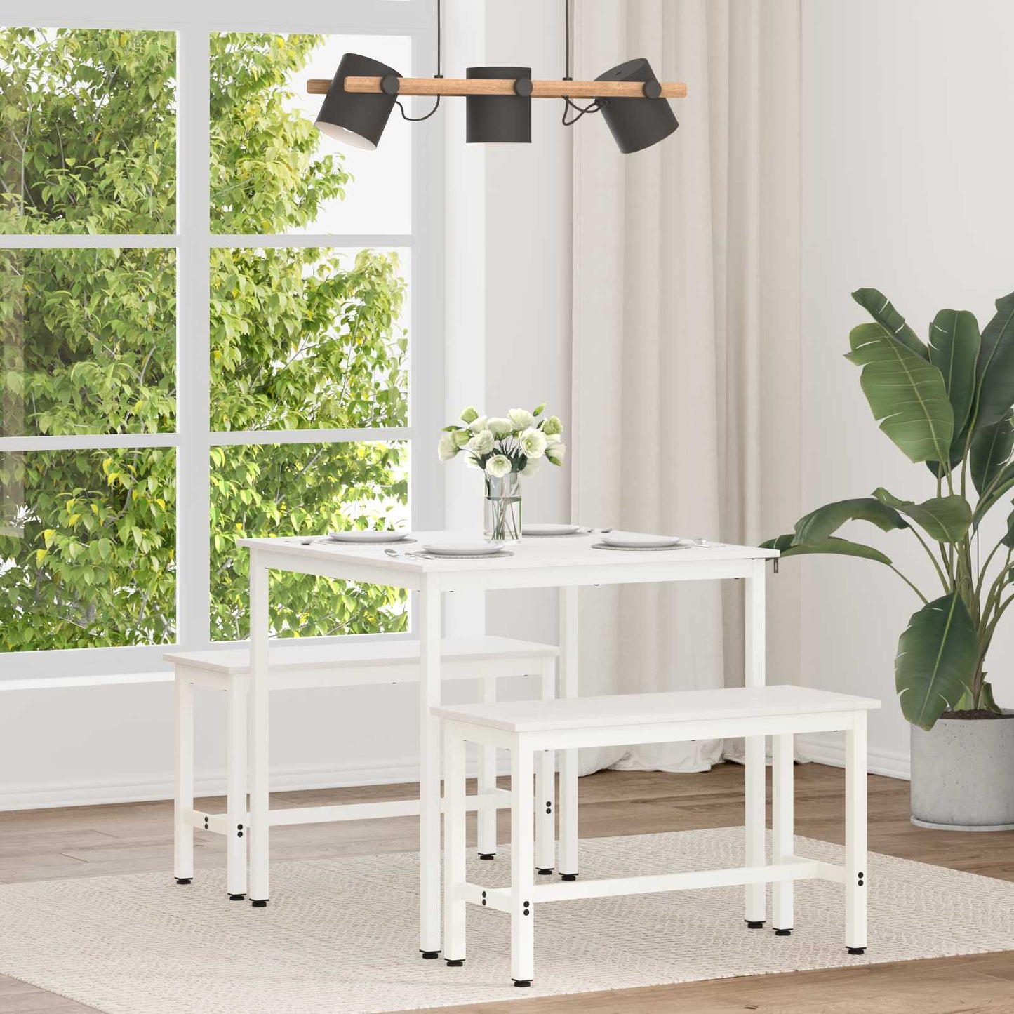 Dining Table White 80 x 80 x 75 cm Solid Pine Wood