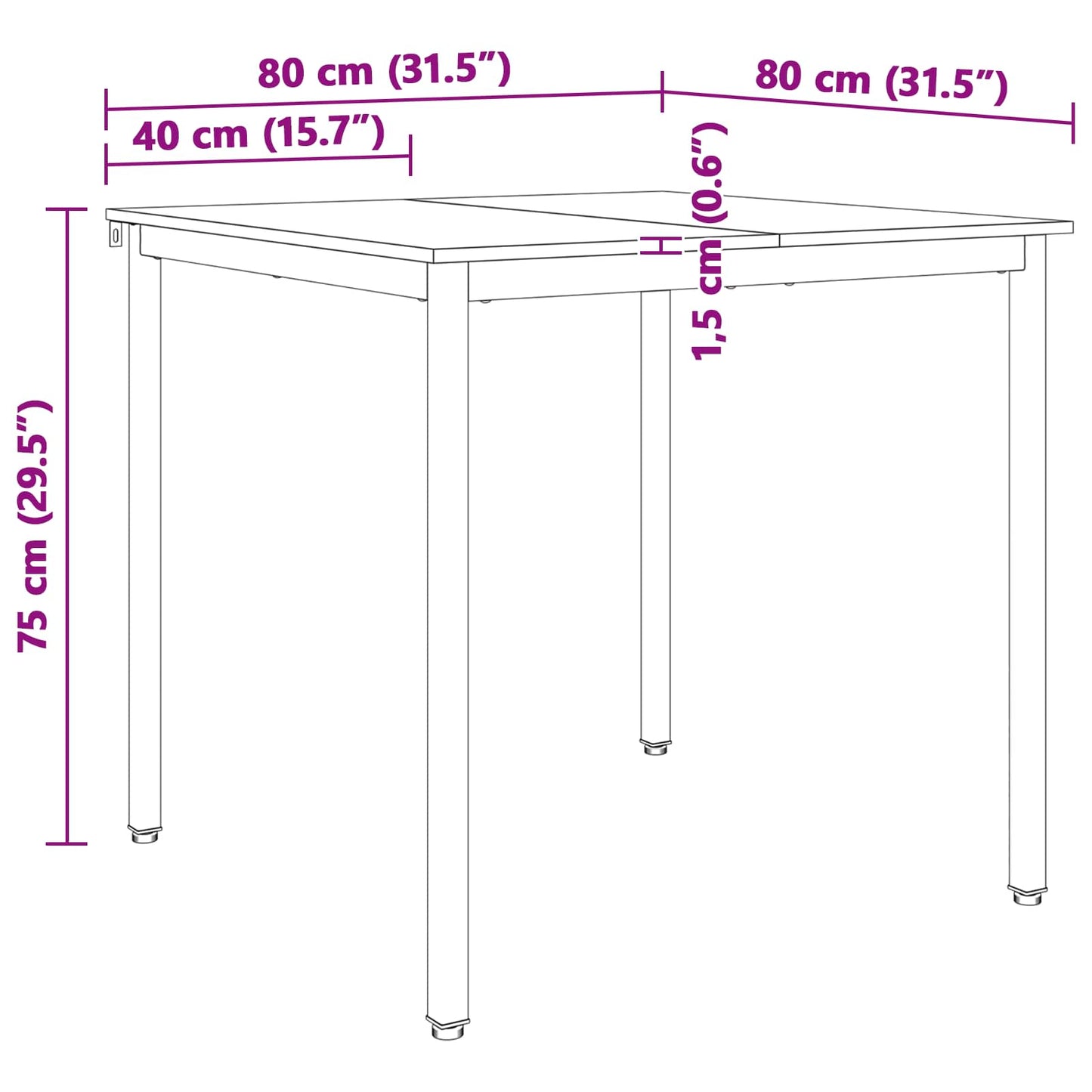 Dining Table White 80 x 80 x 75 cm Solid Pine Wood