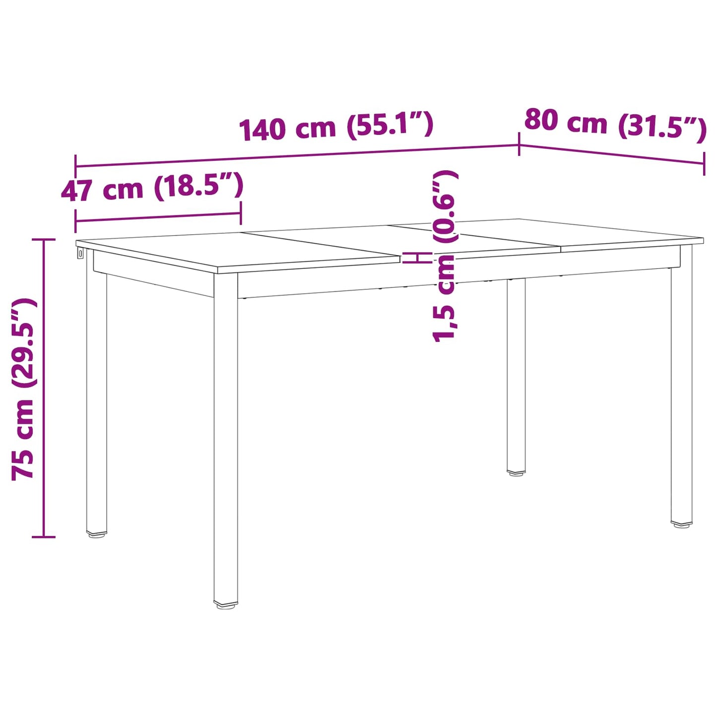 Dining Table White 140 x 80 x 75 cm Solid Pine Wood