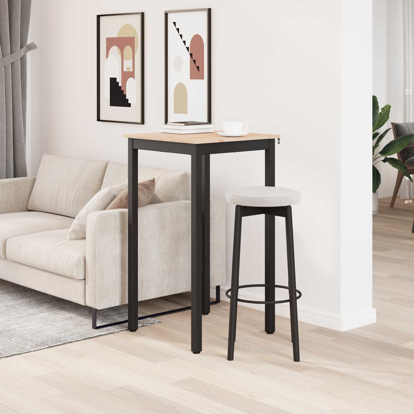 Bar Table Natural 60 x 60 x 105 cm Solid Pine Wood