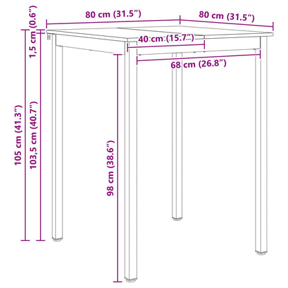 Bar Table White 80 x 80 x 105 cm Solid Pine Wood