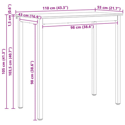 Bar Table White 110 x 55 x 105 cm Solid Pine Wood