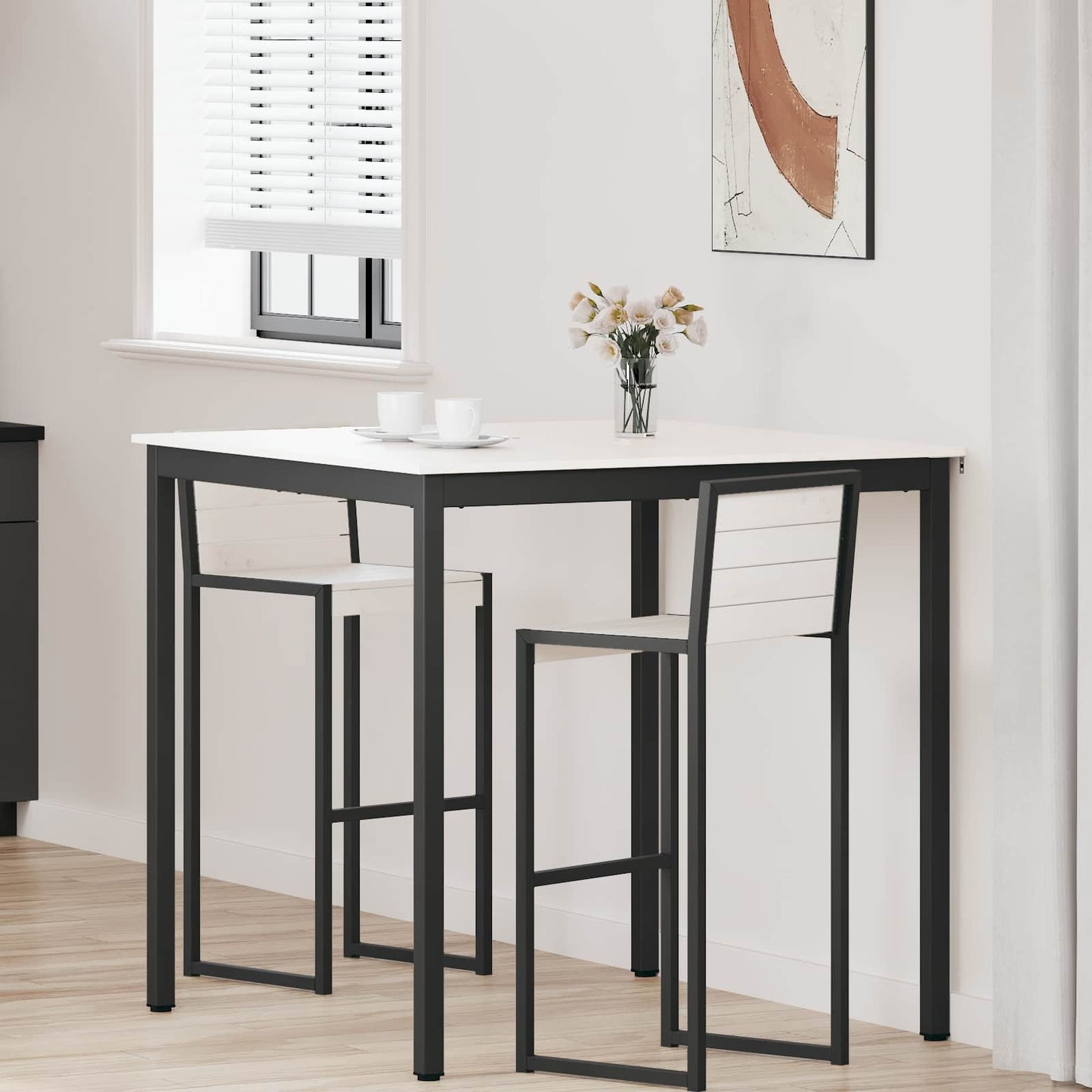 Bar Table White 110 x 110 x 105 cm Solid Pine Wood