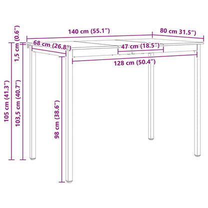 Bar Table Natural 140 x 80 x 105 cm Solid Pine Wood